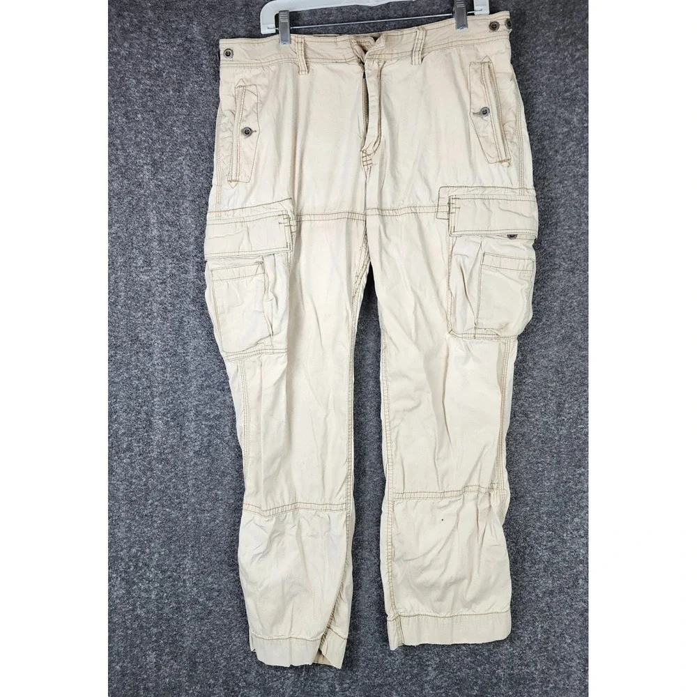 Polo Ralph Lauren Cargo Pants Mens 36x32 Military Vintage Tan Cotton EUC